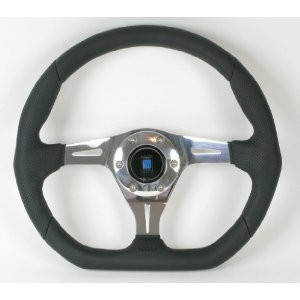 Nardi Kallista (75th anniversary) Steering Wheel 350MM Black Leather With Polished Spokes For Miata MX5 MX-5 ALL YEARS JDM Roadster : REV9 Autosport