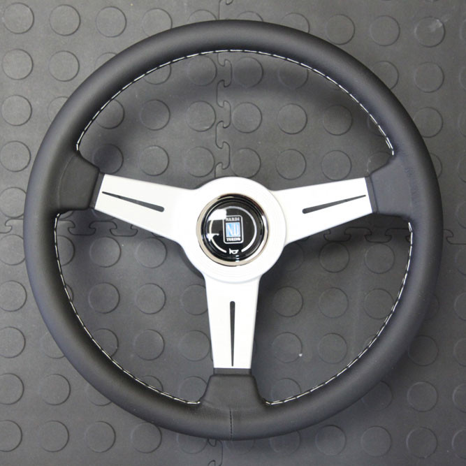 Nardi Classico Steering Wheel 340MM - Black Leather With White Spokes For Miata MX5 MX-5 ALL YEARS JDM Roadster : REV9 Autosport