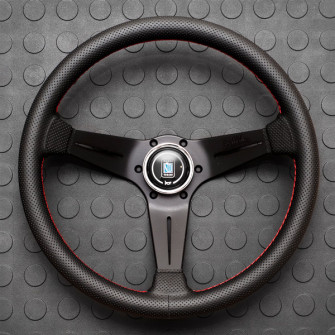Nardi Deep Corn Steering Wheel 350MM Black Perforated Leather With Black Spokes